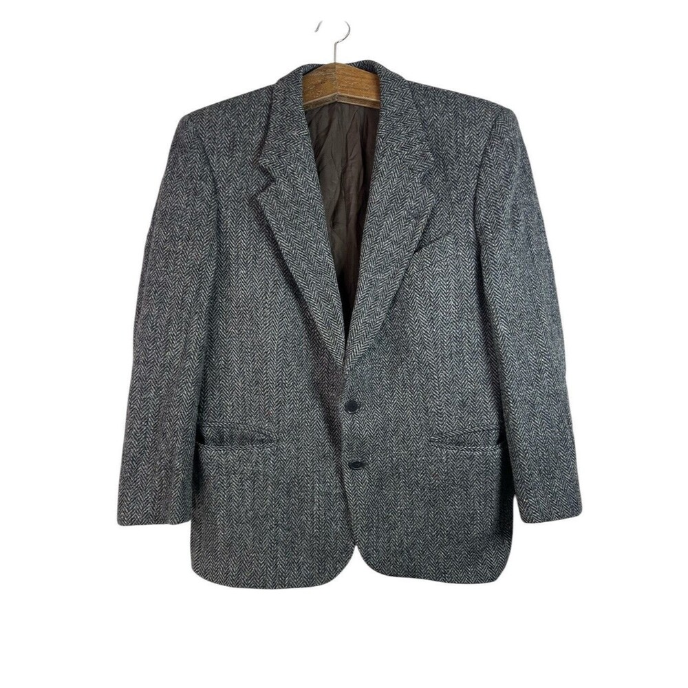 Harris Tweed Men Black Gray Emidio Tucci Wool Preppy Coat Blazer El Corte Ingles